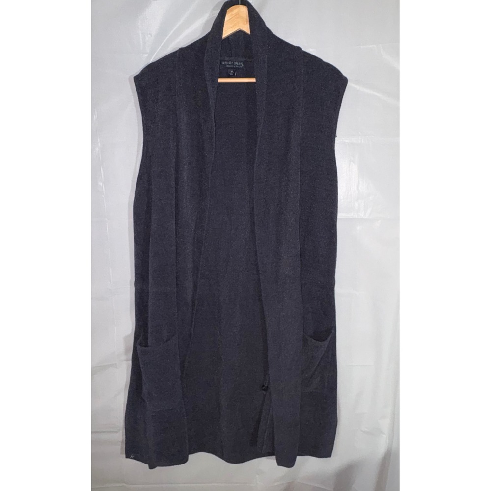 Barefoot Dreams CozyChic Ultra Lite Long Vest Women's Med Blue Knit Soft